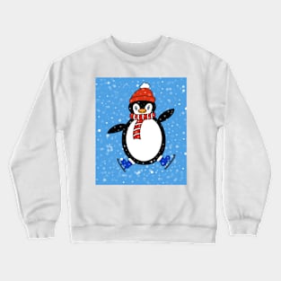 WHITE Christmas Penguin. Crewneck Sweatshirt